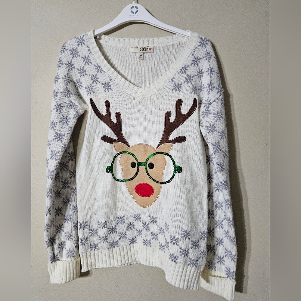 Derek Heart Rudolph Christmas Sweater Medium